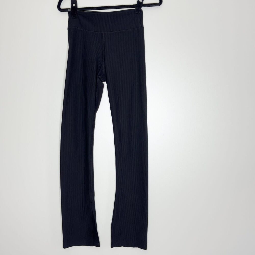 Old Navy High-Waisted PowerSoft Ribbed Flare Leggings Slit Hem Women's Size XS P
